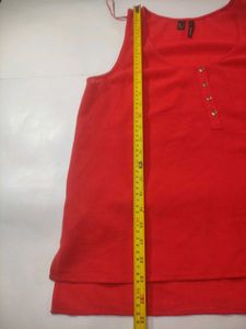 Mango Red Sleeveless Button-Front Blouse