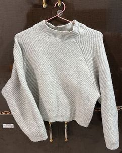 Cozy Grey Knit Cropped Sweater
