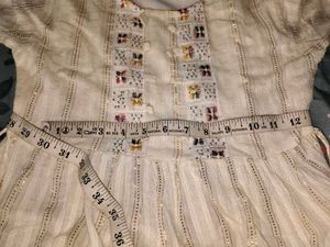 Elegant White Kurta with Pom-Pom Trim