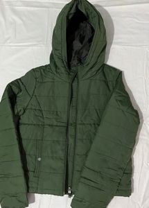 Green Puffer Jacket with Hood