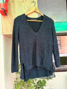 Sparkly V-Neck Tunic Top