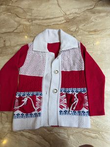 Chic Red &amp; White Knit Cardigan❤️🍁🍂