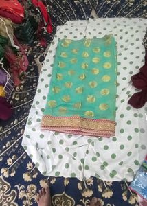Beautiful Teal Saree with Gold Motifs
