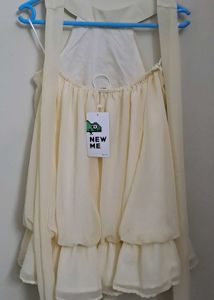 Elegant Off-White Halter Neck Mini Dress