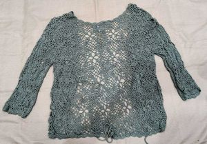 Crochet Knit Open Front Cardigan