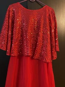 Stunning Red Sequin Cape Gown