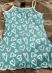 Shein Blue Heart Print Mini Dress