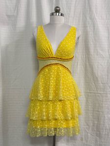 Yellow Tiered Cocktail Mini Dress