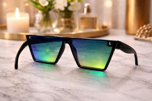 Oversized Blue Mirrored Sunglasses