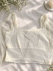 White Lace Sleeve Crop Top