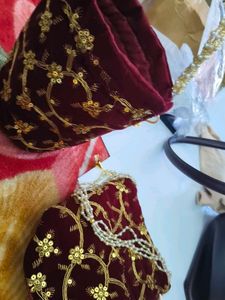 Embroidered Maroon Potli Bag