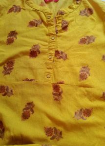 Yellow Printed Kurti