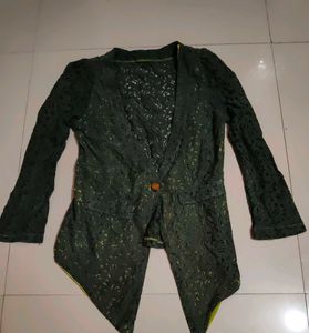 Chic Olive Green Textured Blazer