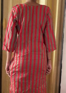 Red and Green Striped Kurta