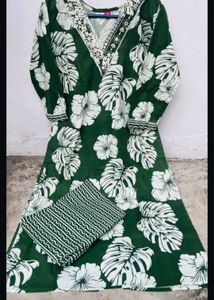 Green Floral Kurta Set