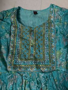 Blue Floral Kurta Set with Dupatta