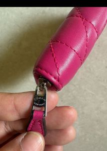 COACH Pink Quilted Zip Around Wallet