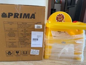 Yellow Baby High Chair with Lion Design