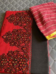Red &amp; Black Dress Material