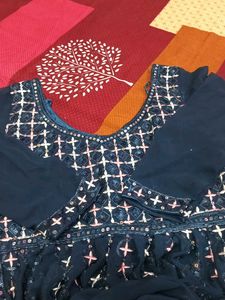 Embellished Navy Blue plazzo with long nayara cut