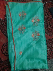 New Fancy Saree With Orange Border .. D