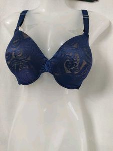 Elegant Navy Blue Lace Bra
