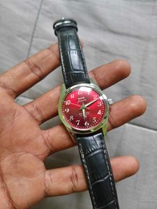 hmt janta numbr Classic Red Dial Watch with Black