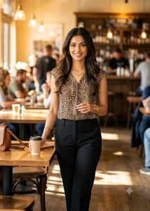 Stylish Leopard Print V-Neck Top