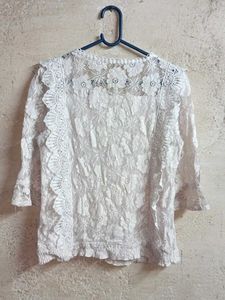 Elegant White Lace Top Layered