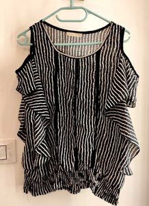 Chic Striped Cold Shoulder Top