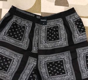 Stylish Black Bandana Print Pants