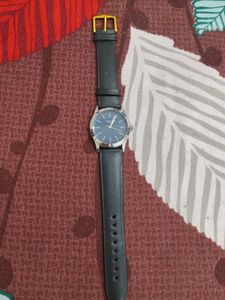 Classic Black Leather Strap Watch