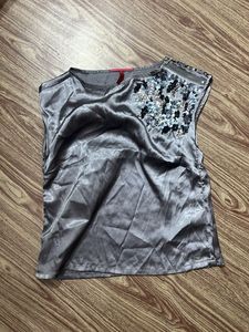 grey sequence party wearing top