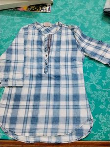 Blue Plaid Tunic Top