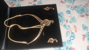 Stunning Gold Plated AD Necklace &amp; Earring Set