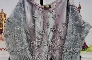 Elegant Smoky Grey Embroidered Party Wear Gown