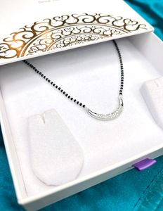 Zirconia Stone Studded Mangalsutra Pure Silver 925