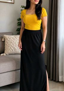 Black Maxi Skirt with High Slit