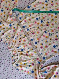Floral top with Red Dhoti Pants