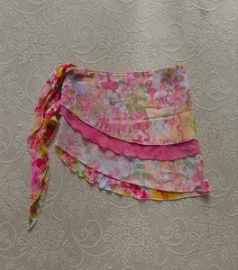 Floral Print Mini Wrap Skirt