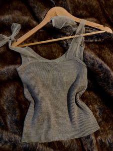 Tie up detail Brown top
