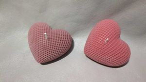 Pink Heart Shaped Candles (Set of 2)