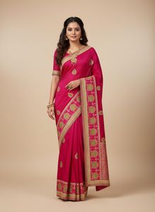 Elegant Pink Embroidered Saree