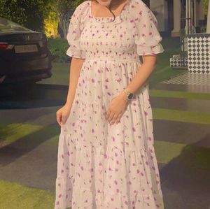 White Floral Tiered Maxi Dress