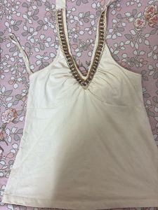 Beaded V-Neck Tank Top