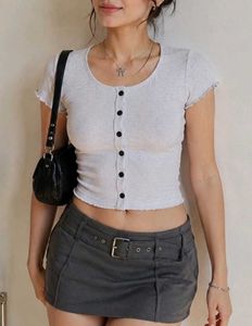 Cute Ribbed White Button Top | Unused