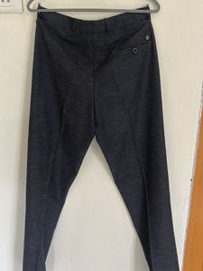 Zara Straight Fit Charcoal Grey Self Design Pants