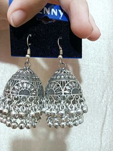 Silver-Tone Jhumka Earrings