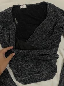 Sparkly Ruched Wrap Top