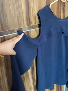 Navy Blue Shoulder Cut Top